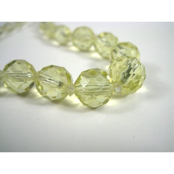 Uranium Glass Beaded Necklace Vintage 1910s Yellow Faceted 19 inch - Picture 5 of 11